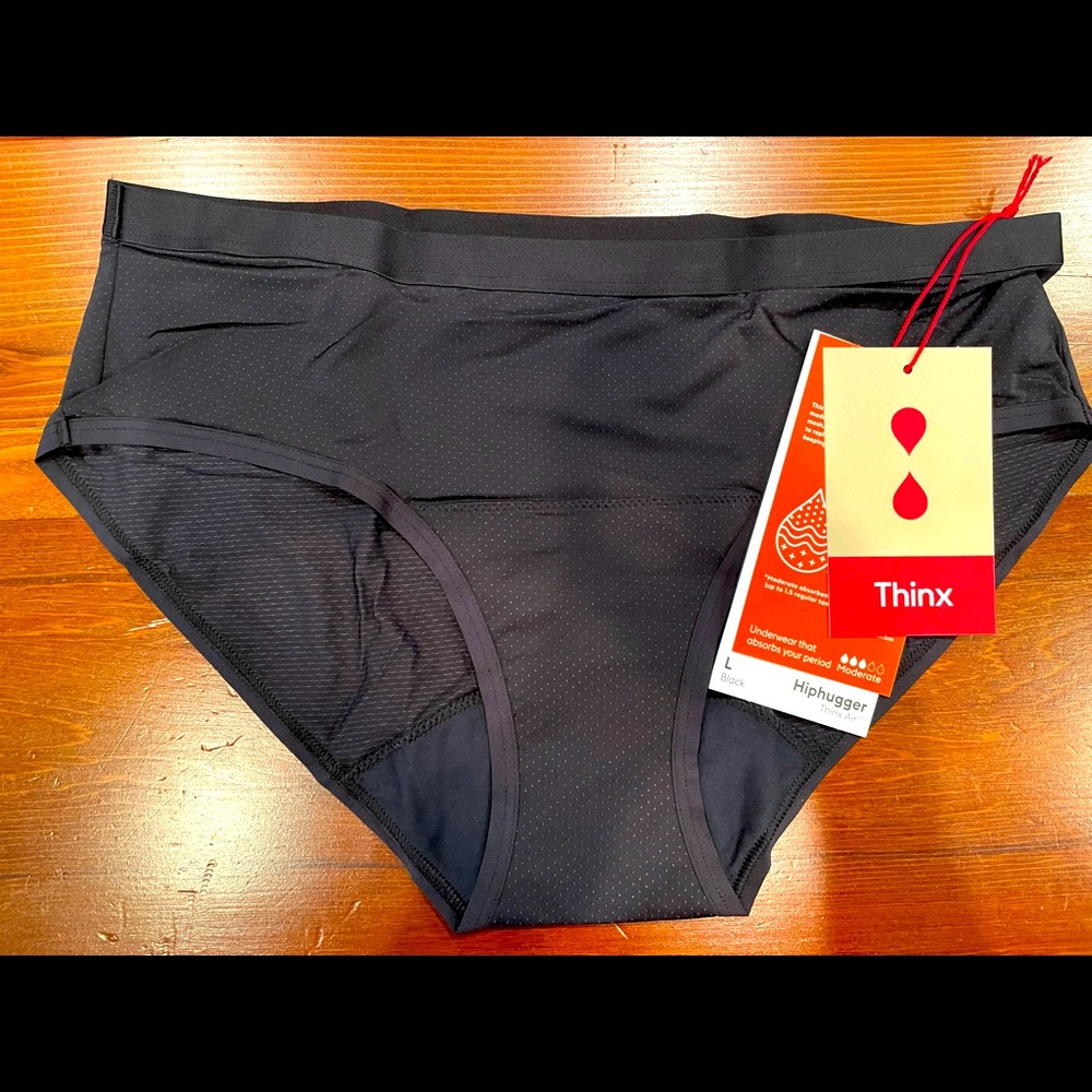 NWT ThinxAir Hiphugger panties, black, size L.